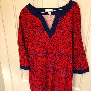 Jude Connally Red and blue knee length